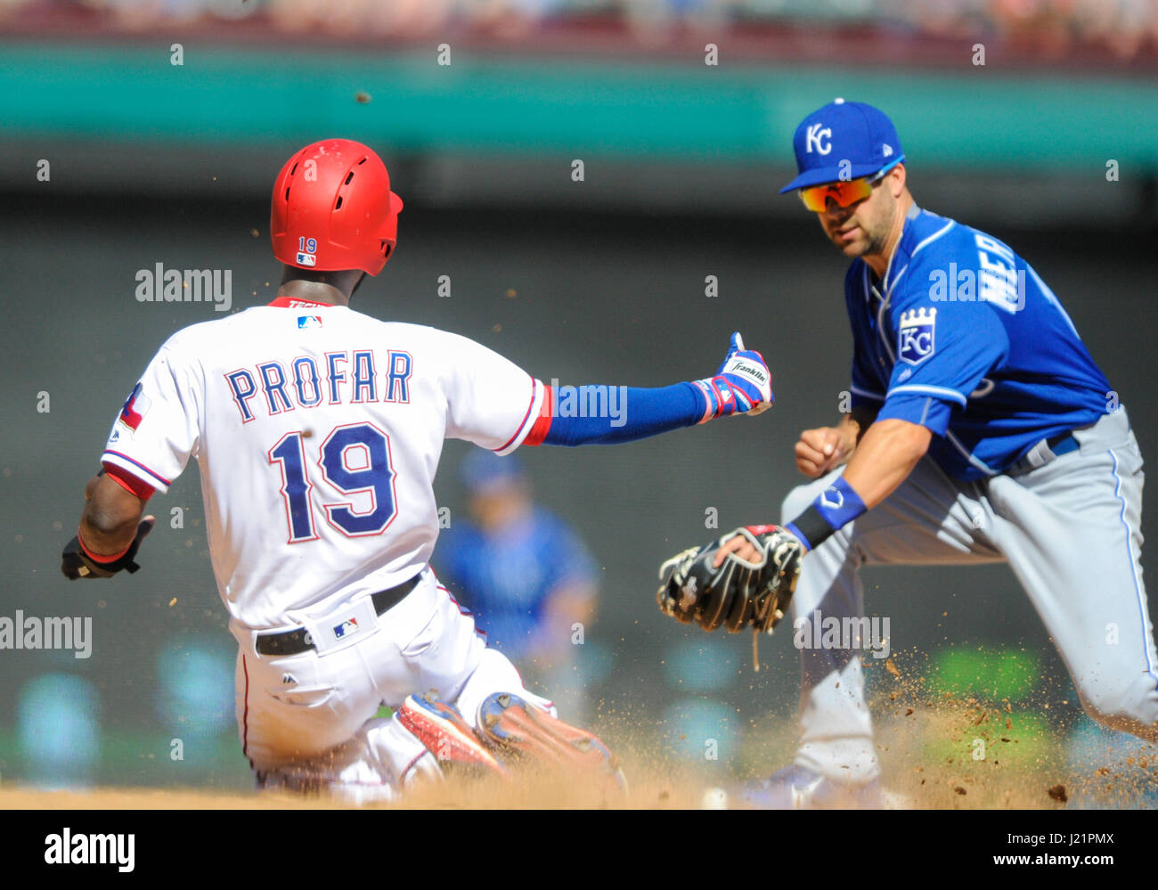 Arlington, Texas, USA. 23rd Apr, 2017. Texas Rangers third baseman ...