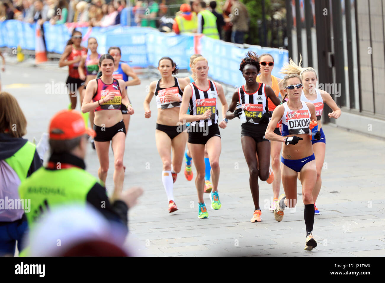 London, UK. 23rd April, 2017. Participants take part in the Virgin London Marathon 2017. Pictured passing Cutty Sark. Credit: Oliver Dixon/Alamy Live News Stock Photo