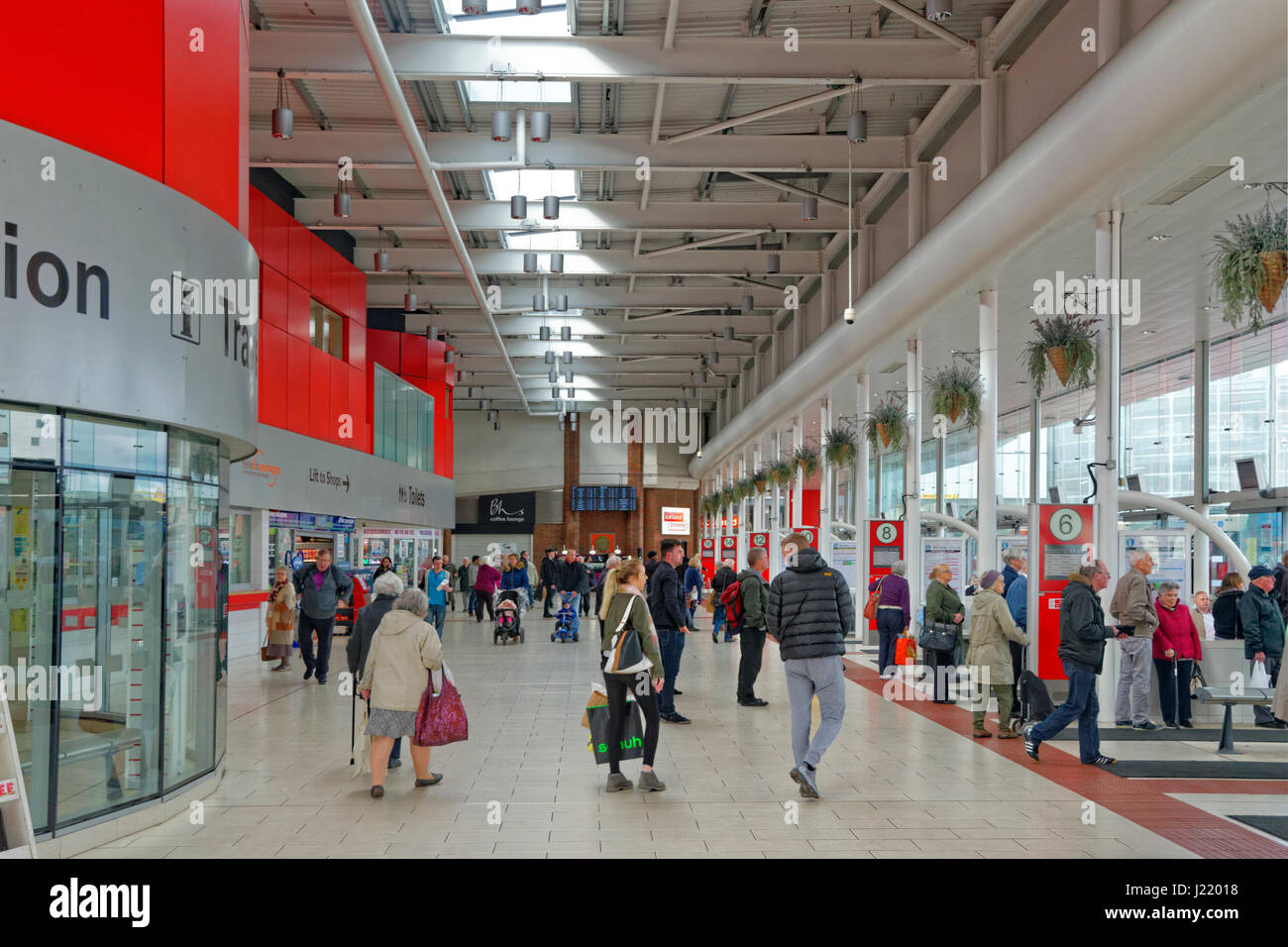 Bus station Interchange at Warrington town centre, Cheshire Stock Photo