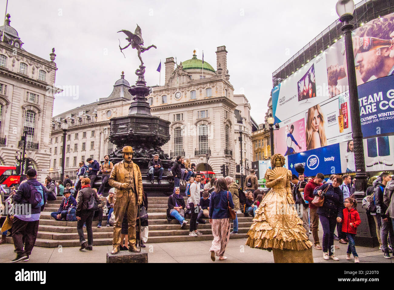 Human Statues in Piccadilly Circus London Stock Photo