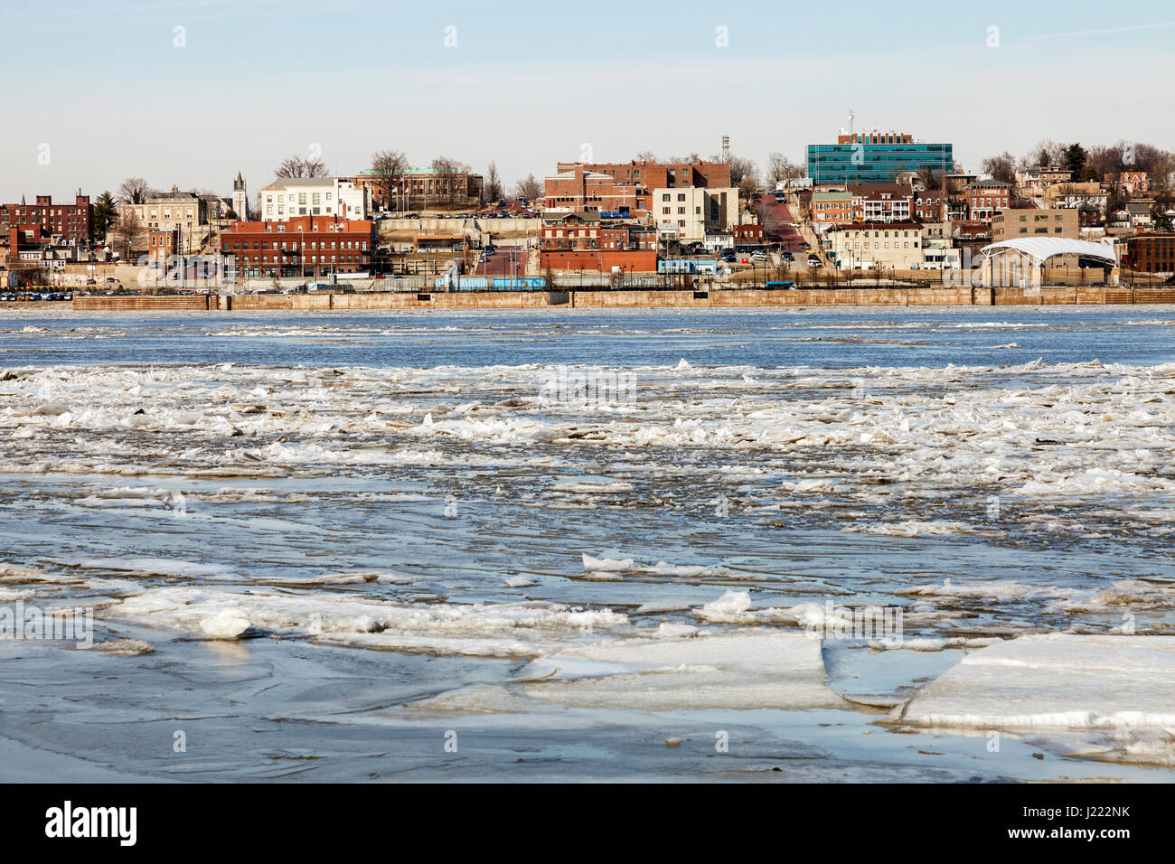 Panorama of Alton across Mississippi River. Alton, Illinois, USA Stock
