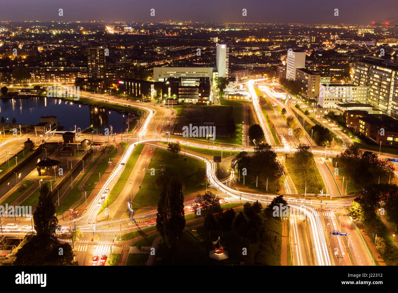 Aerial panorama of Rotterdam. Rotterdam, South Holland, Netherlands. Stock Photo