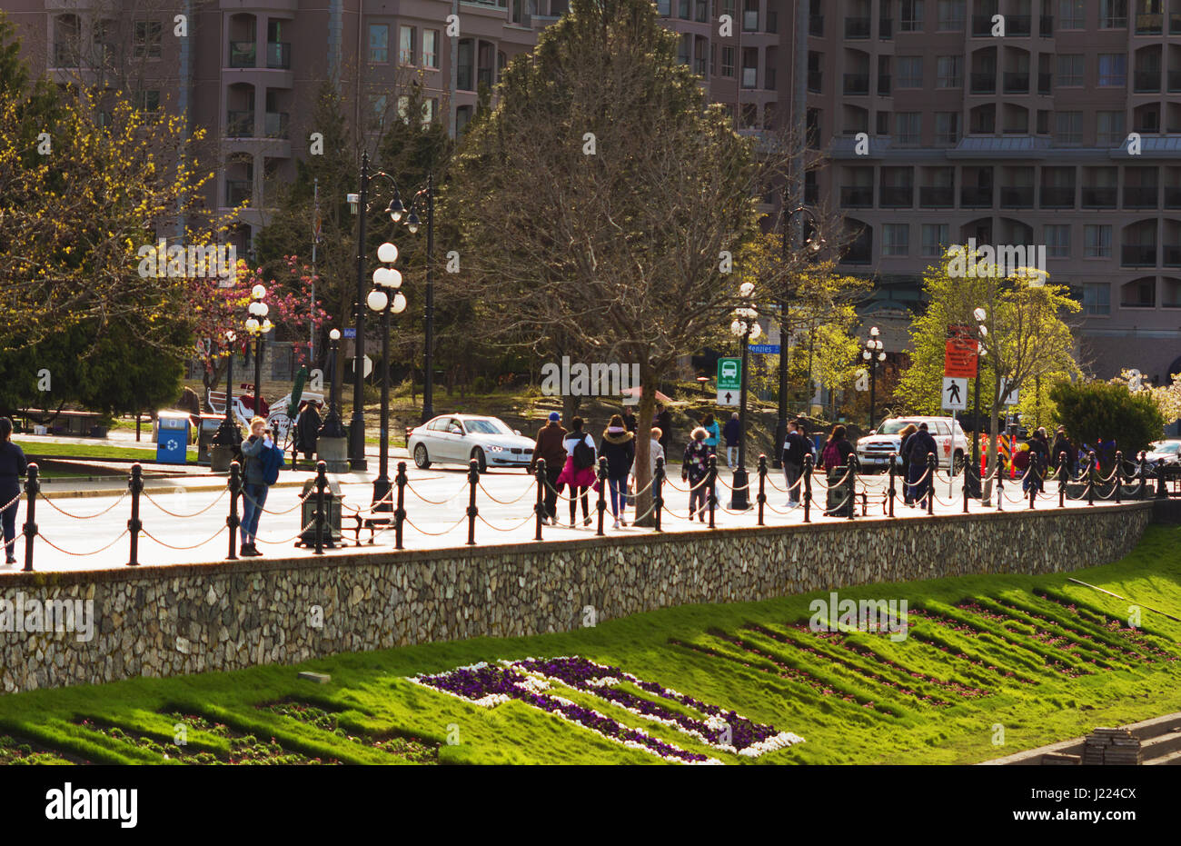 Tourists walking downtown Victoria.  Victoria BC Canada Stock Photo