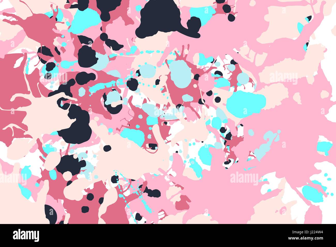 Pink turquoise black ink paint splashes vector colorful background Stock Vector
