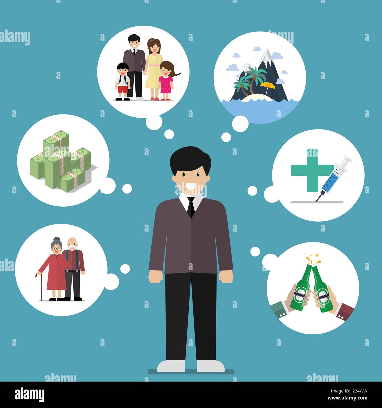 Businessman dreaming a good life. Concept of work and life balance ...