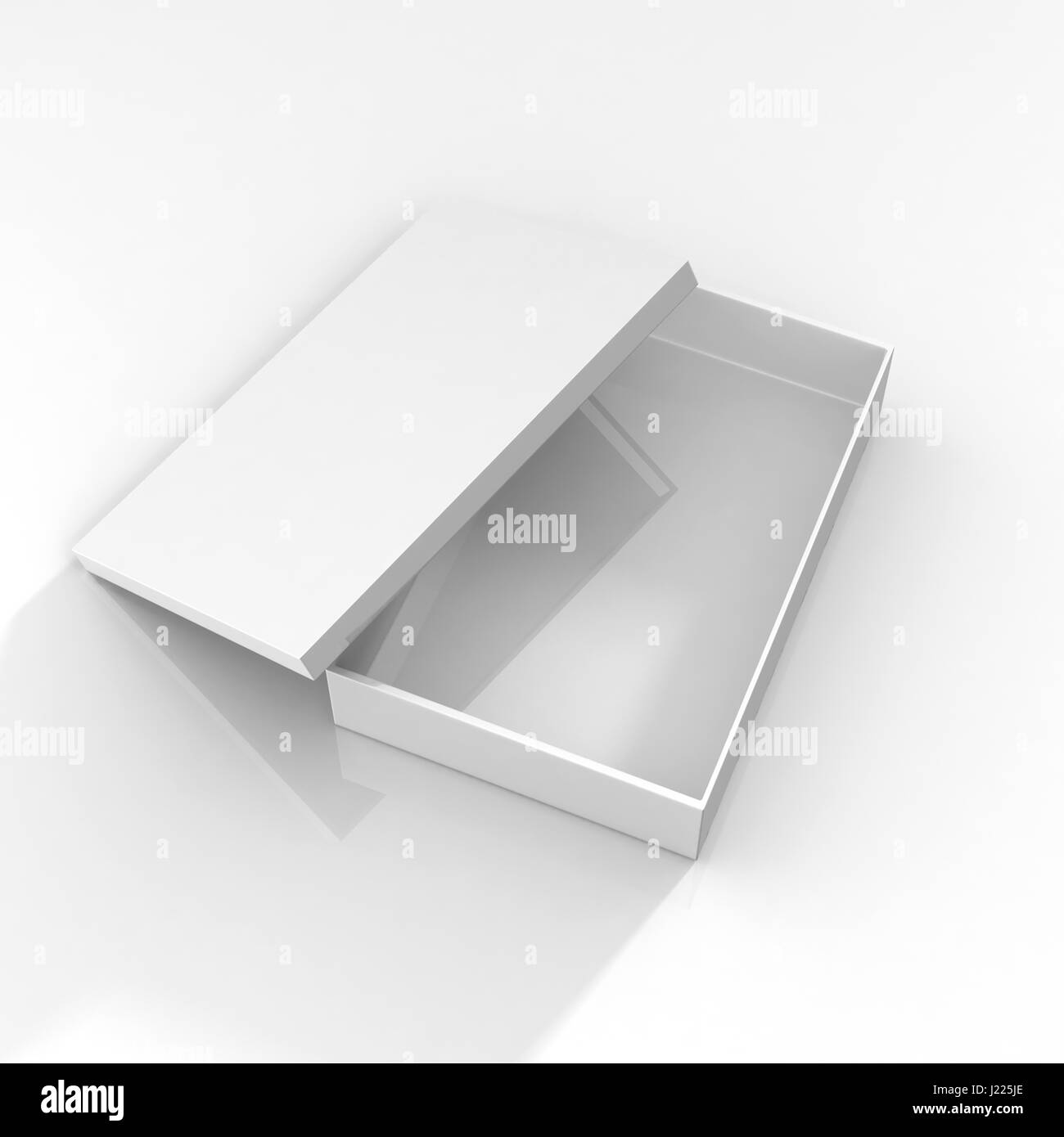 White Blank Cardboard Box For Shoes And Cloths ON Isolated White Background, Ready For You Design Template Stock Photo