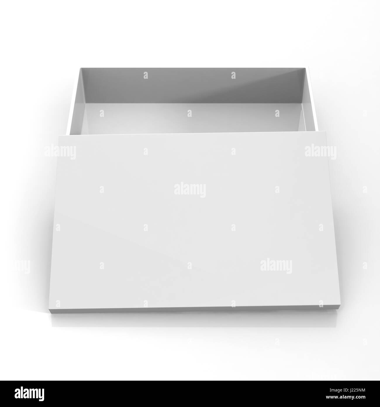 White Blank Cardboard Box For Shoes And Cloths ON Isolated White Background, Ready For You Design Template Stock Photo