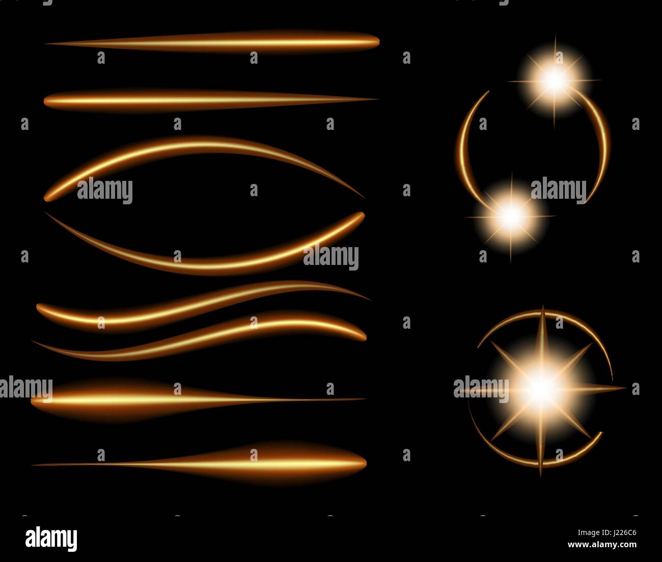 Light indicators. Collection of flashes. Light effect. illustration
