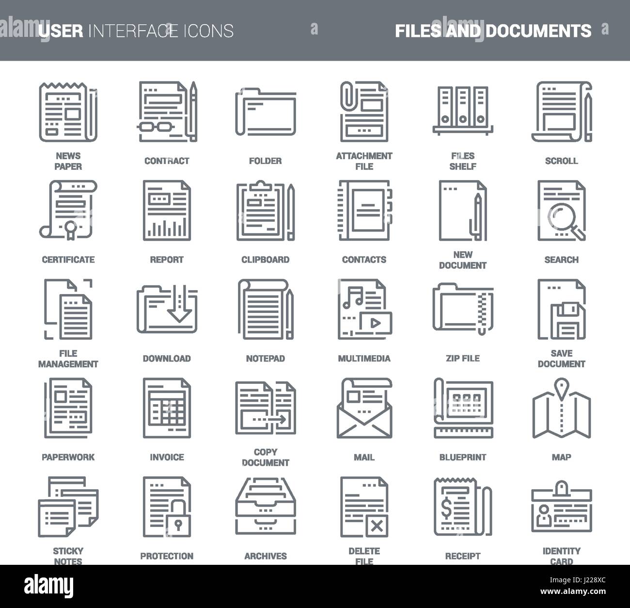 Files and documents flat line icons Stock Vector Image & Art - Alamy