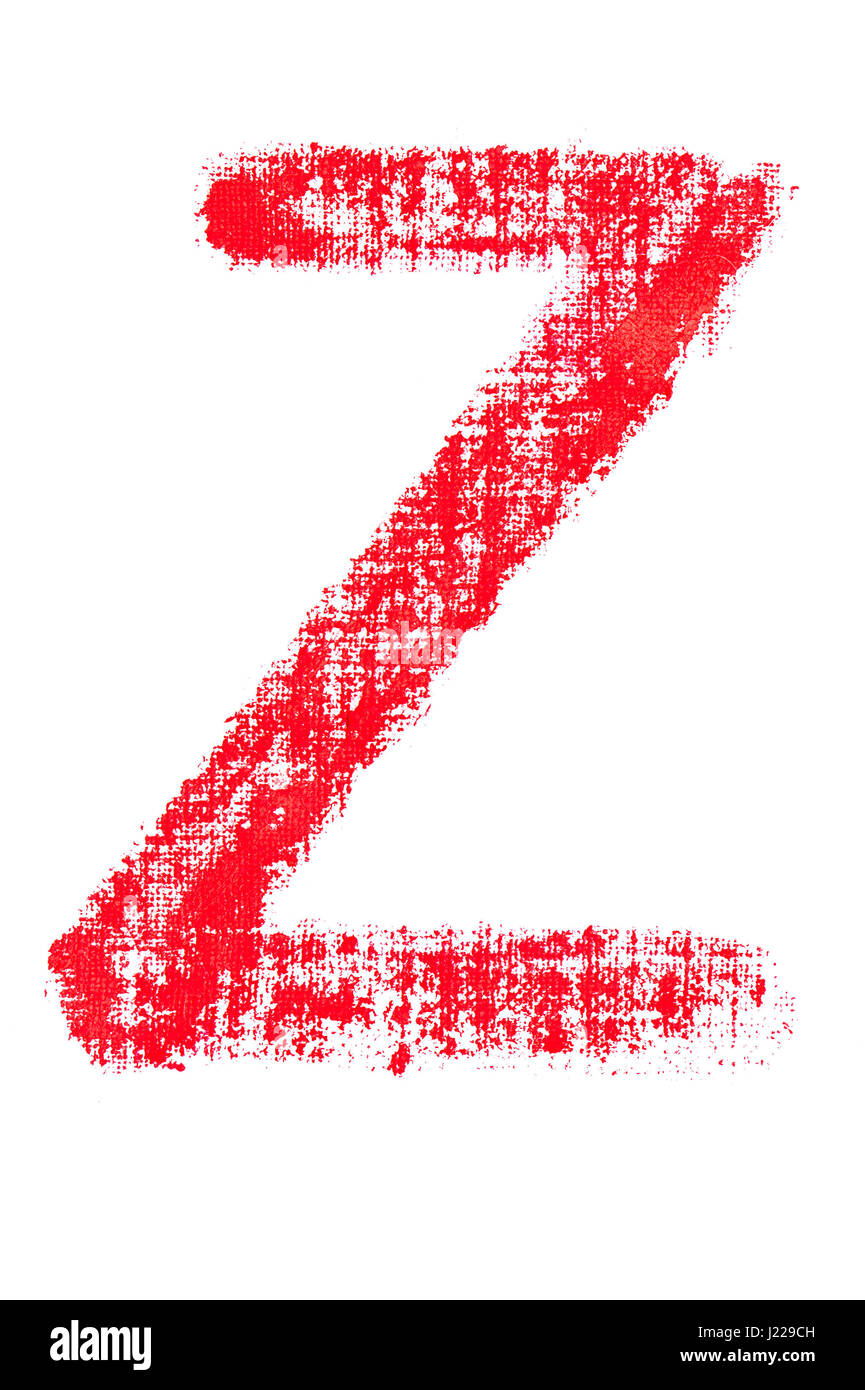 isolated uppercase letter Z made of red lipstick with fabric texture Stock Photo