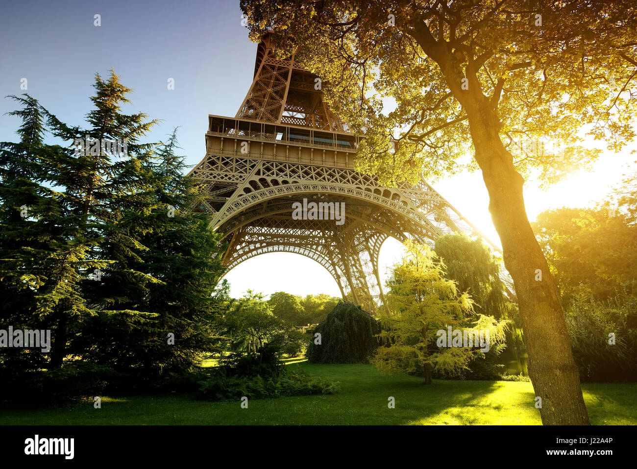 Park near Eiffel Tower in Paris, France Stock Photo Alamy