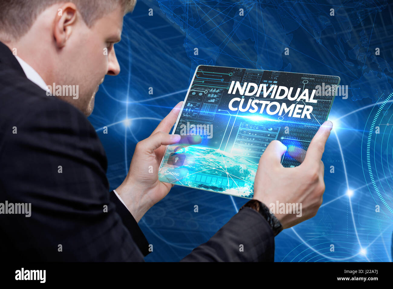 Business, technology, internet and networking concept. Young ...