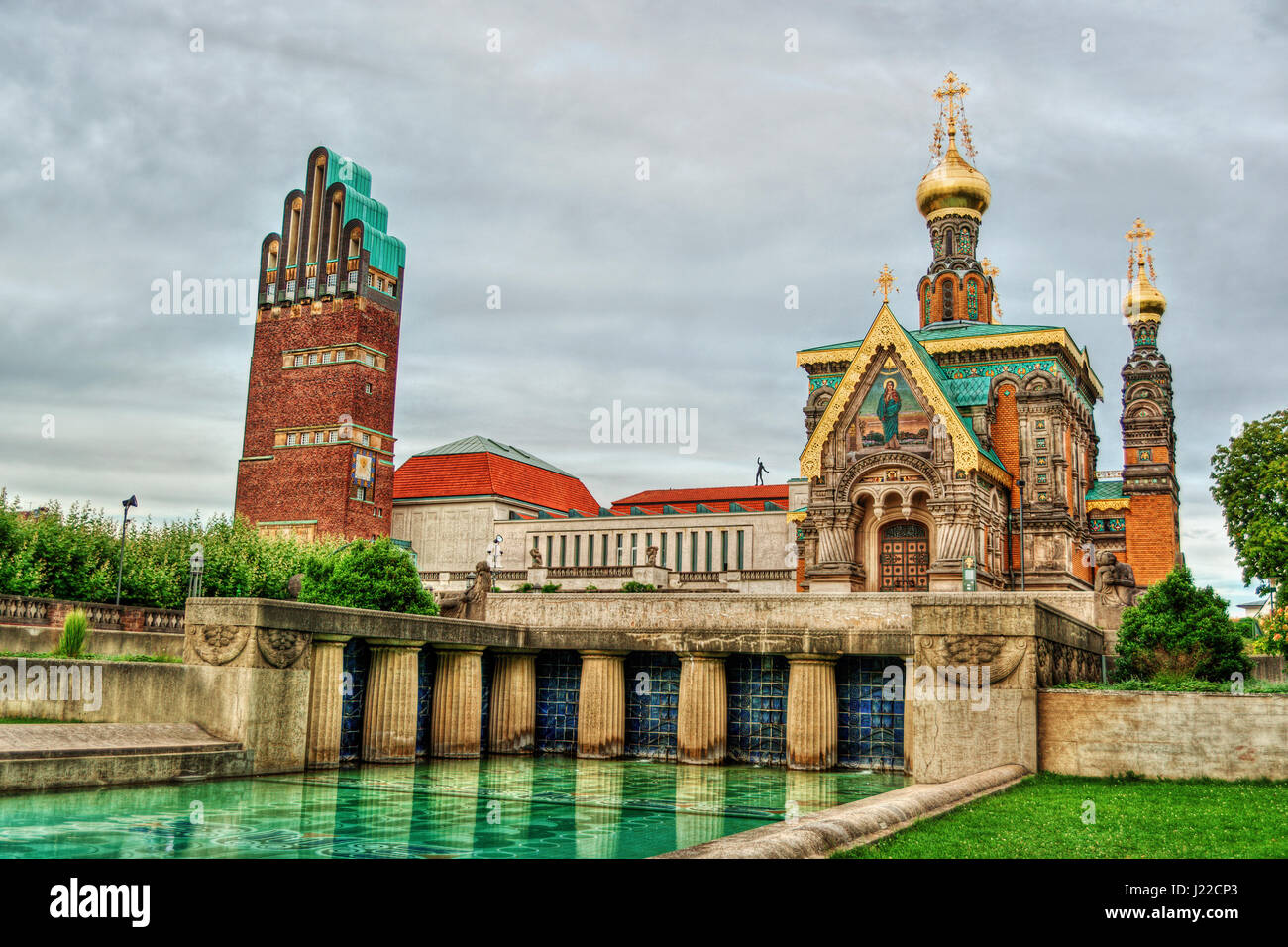 Public place called Mathildenhohe in Darmstadt (Germany) Stock Photo