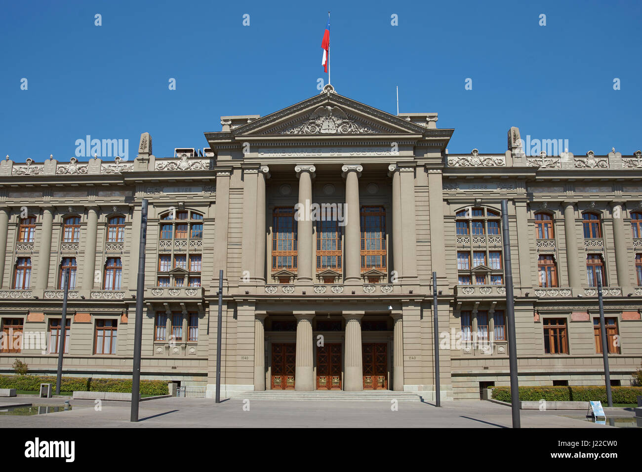 The Palacio de los Tribunales de Justicia de Santiago. Historic building in Santiago, Chile housing the Supreme Court of Chile. Stock Photo