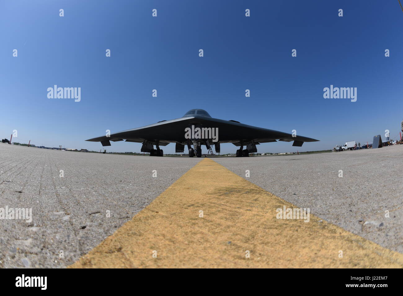 B-2A, serial #88-0331, 'Spirit of South Carolina' of the 509th Bomb Wing, Air Force Global Strike Command, on the parking ramp at Tinker Air Force Base, Oklahoma, during a visit April 11, 2017. The B-2A 'stealth bomber' visited the base to allow hundreds of personnel who work in direct support of the aircraft program through continuous software upgrades to see it in person and better understand the aircrafts' role in the nation’s defense. (U.S. Air Force photo/Greg L. Davis) Stock Photo