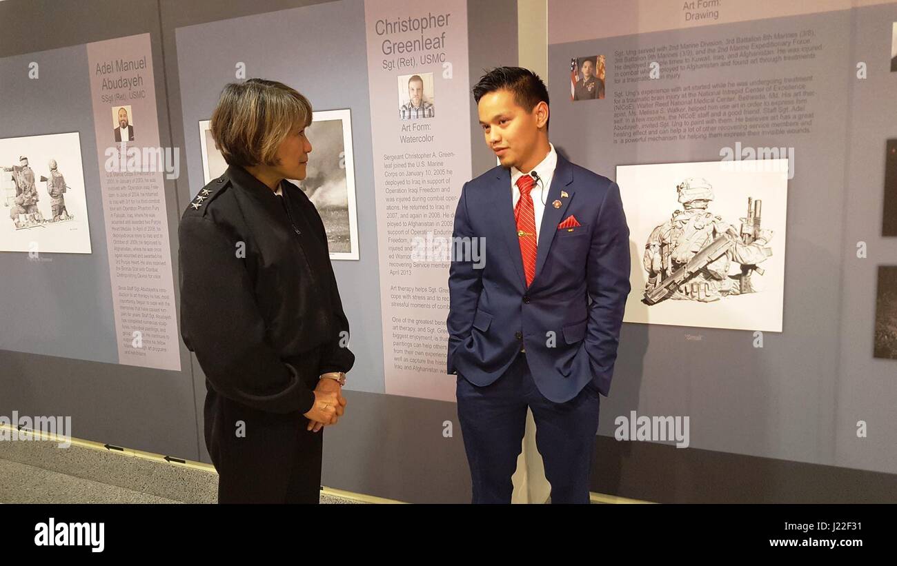 Vice Adm. Raquel C. Bono, Director, Defense Health Agency, speaks with