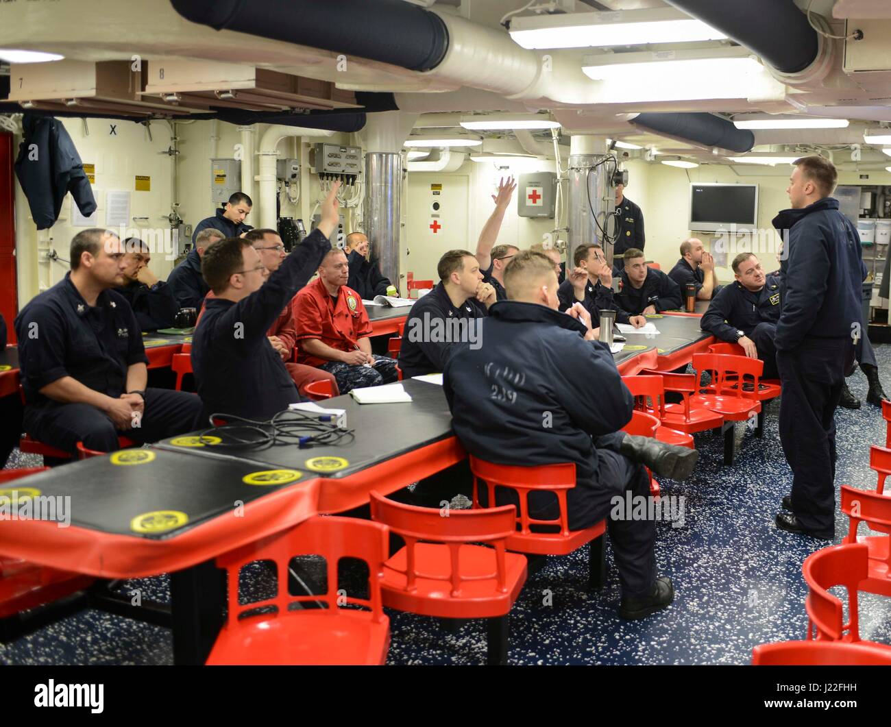 Cpo Class Chief and first class petty officers conduct CPO 365 training aboard ...