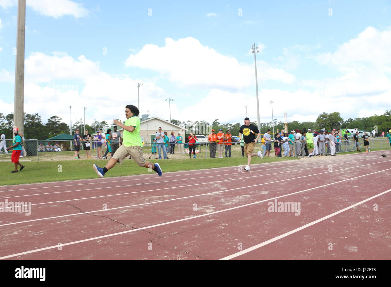A boy runs in a track competition during this year’s Liberty County