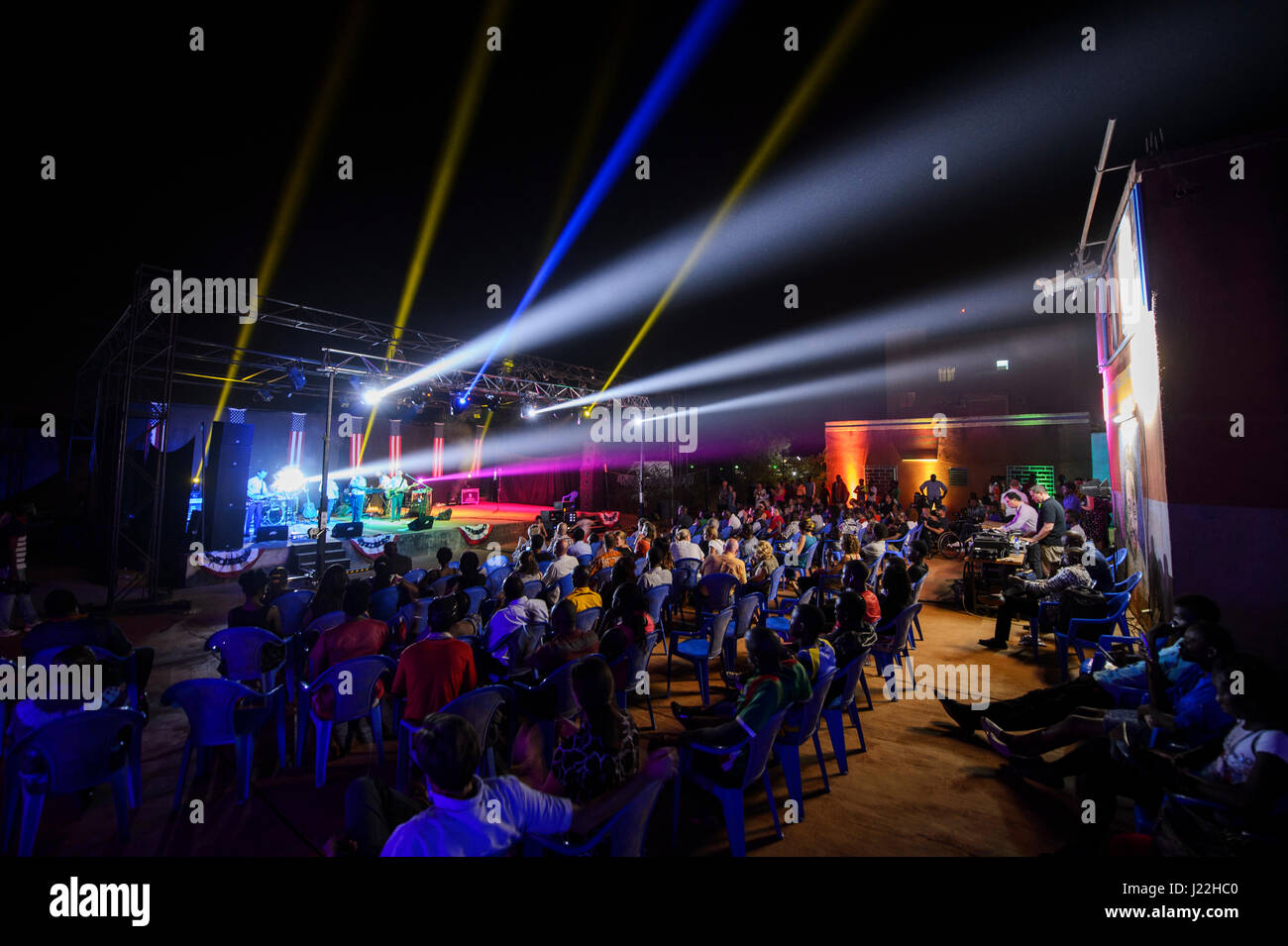 Local Burkina Faso residents listen to U.S. Air Forces in Europe Band