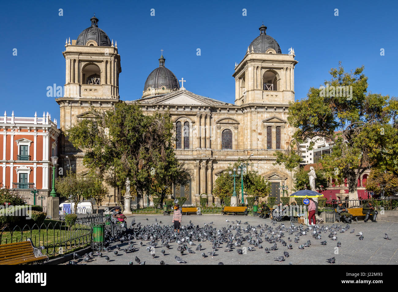 Metropolitan Cathedral in Murillo Square - La Paz, Bolivia Stock Photo