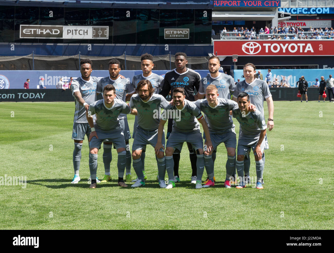 New York, United States. 23rd Apr, 2017. NYC FC first team poses before ...
