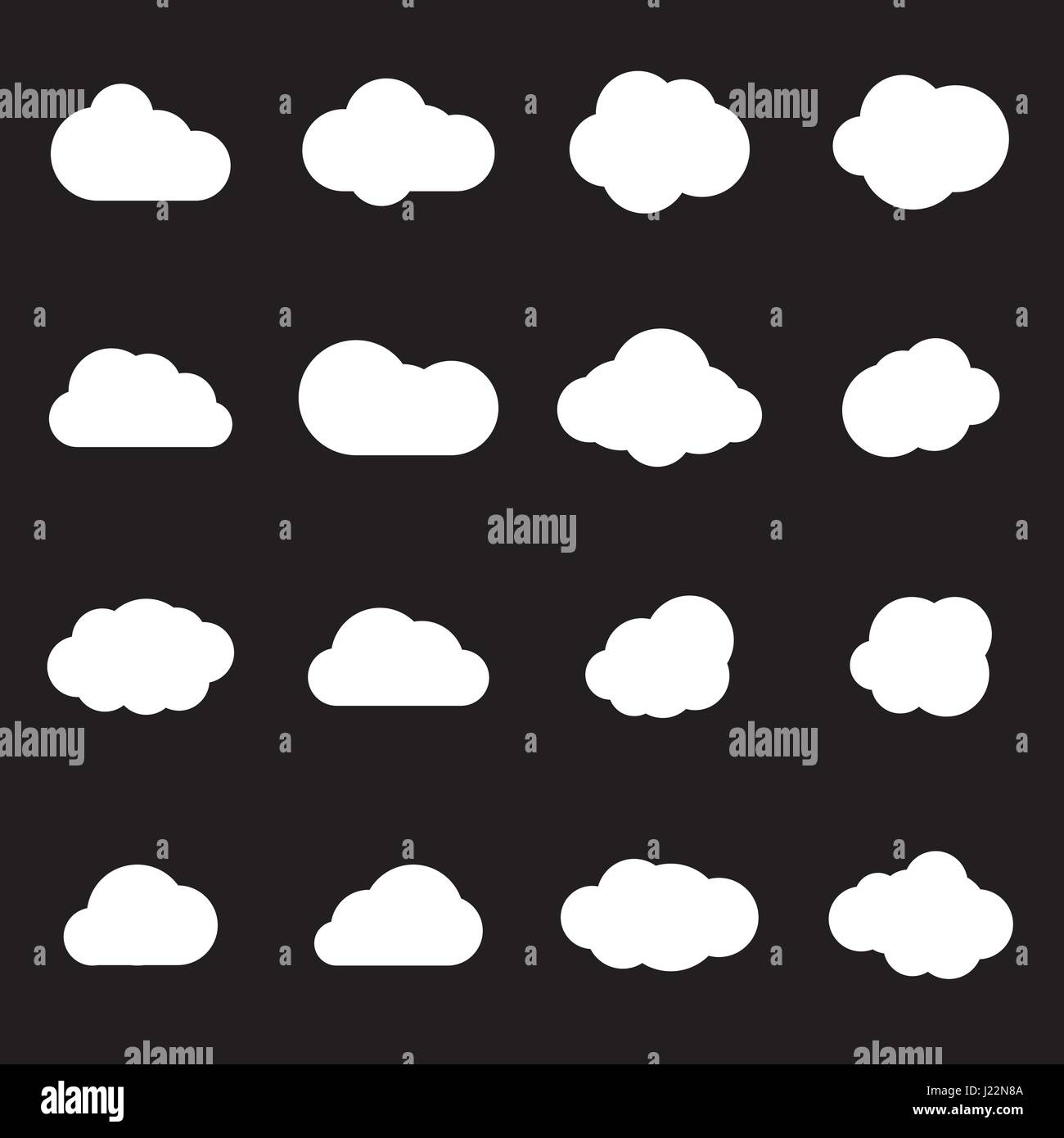 Vector white cloud icons set on black background Stock Vector Image ...