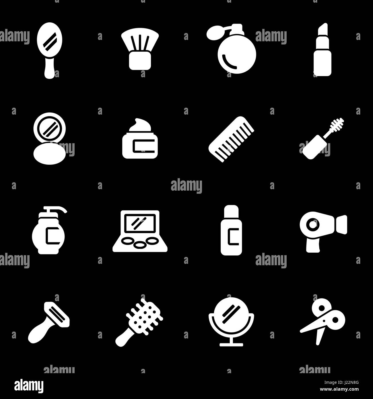 Vector white cosmetics icons set on black background Stock Vector Image ...