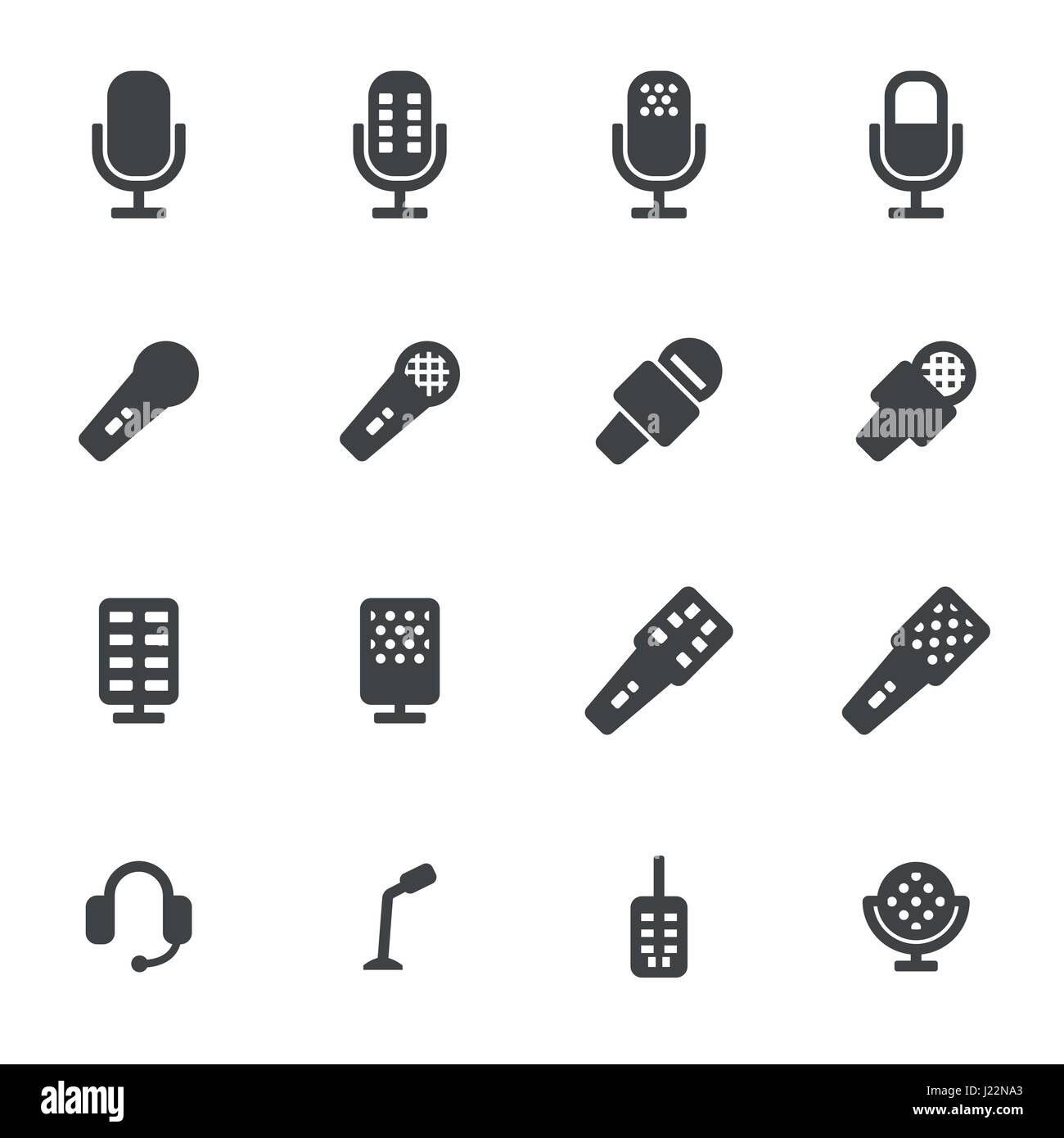 Vector black microphone icons set on white background Stock Vector ...