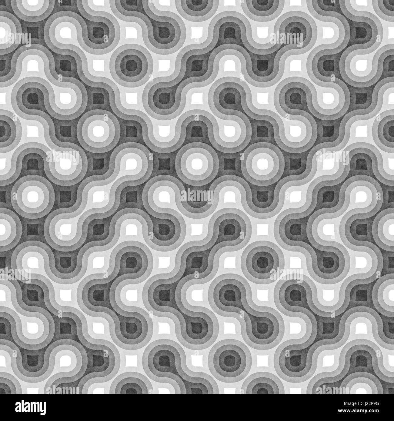 Seamless Black and White Tangled Round Stripes. Textured Geometric ...