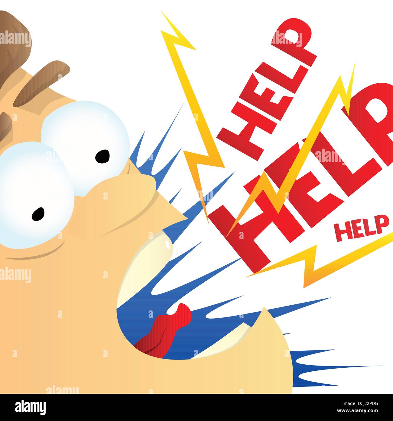Illustration of a funny cartoon boy/men screaming for help Stock ...