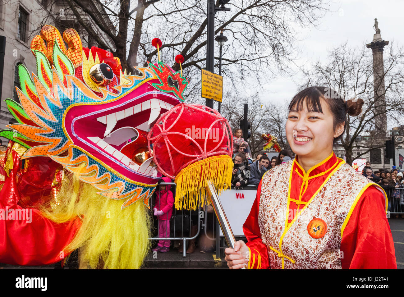 England, London, Chinese New Year Parade, Chinese Dragon Stock Photo