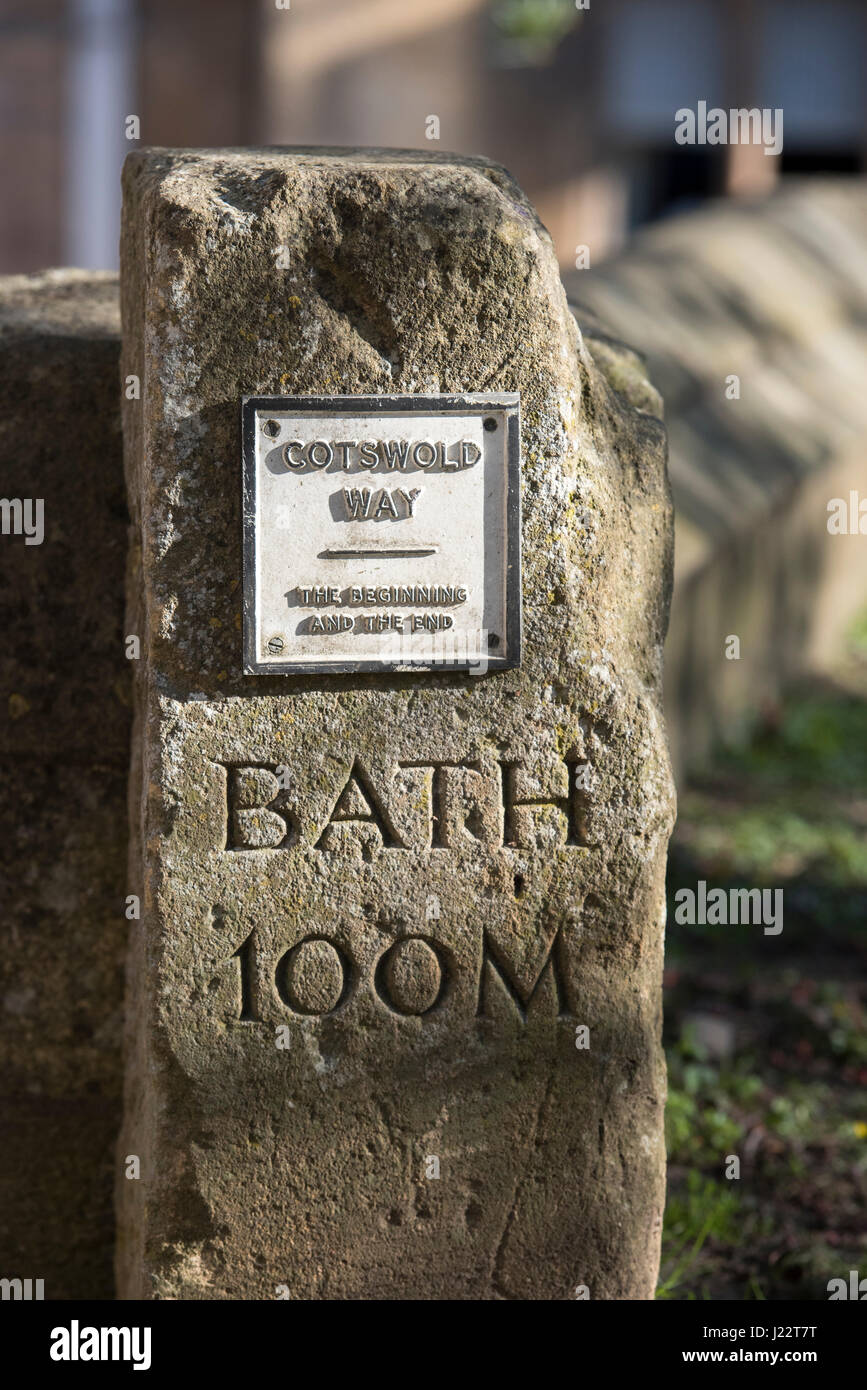 Cotswold Way Beginning & End Stone in the Market Square at Chipping