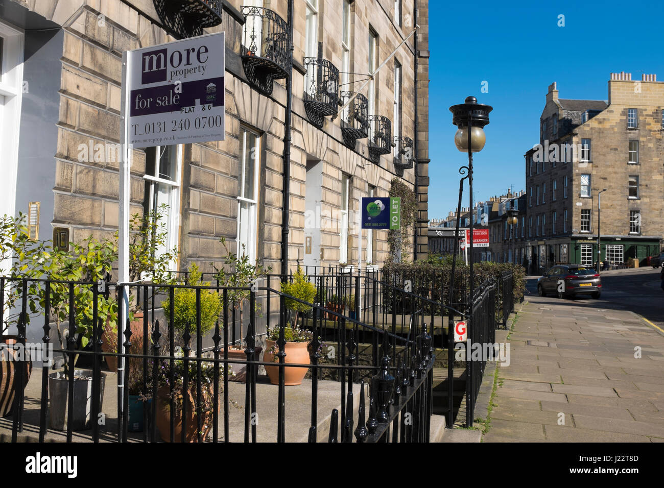 Estate agents board outside a property for sale, in Abercromby Place, Edinburgh Stock Photo Alamy