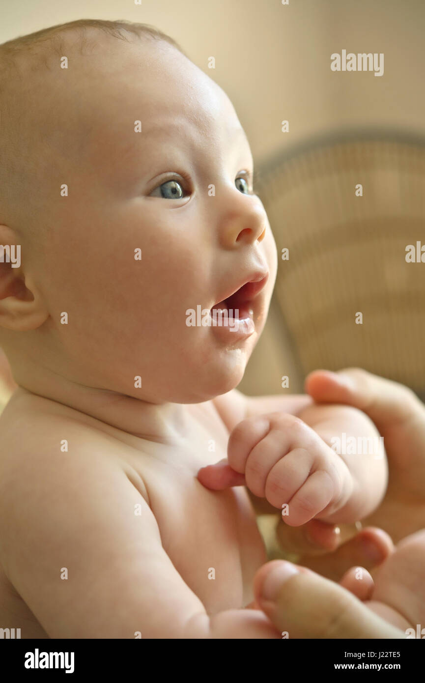 Portrait of a 3 months old boy Stock Photo