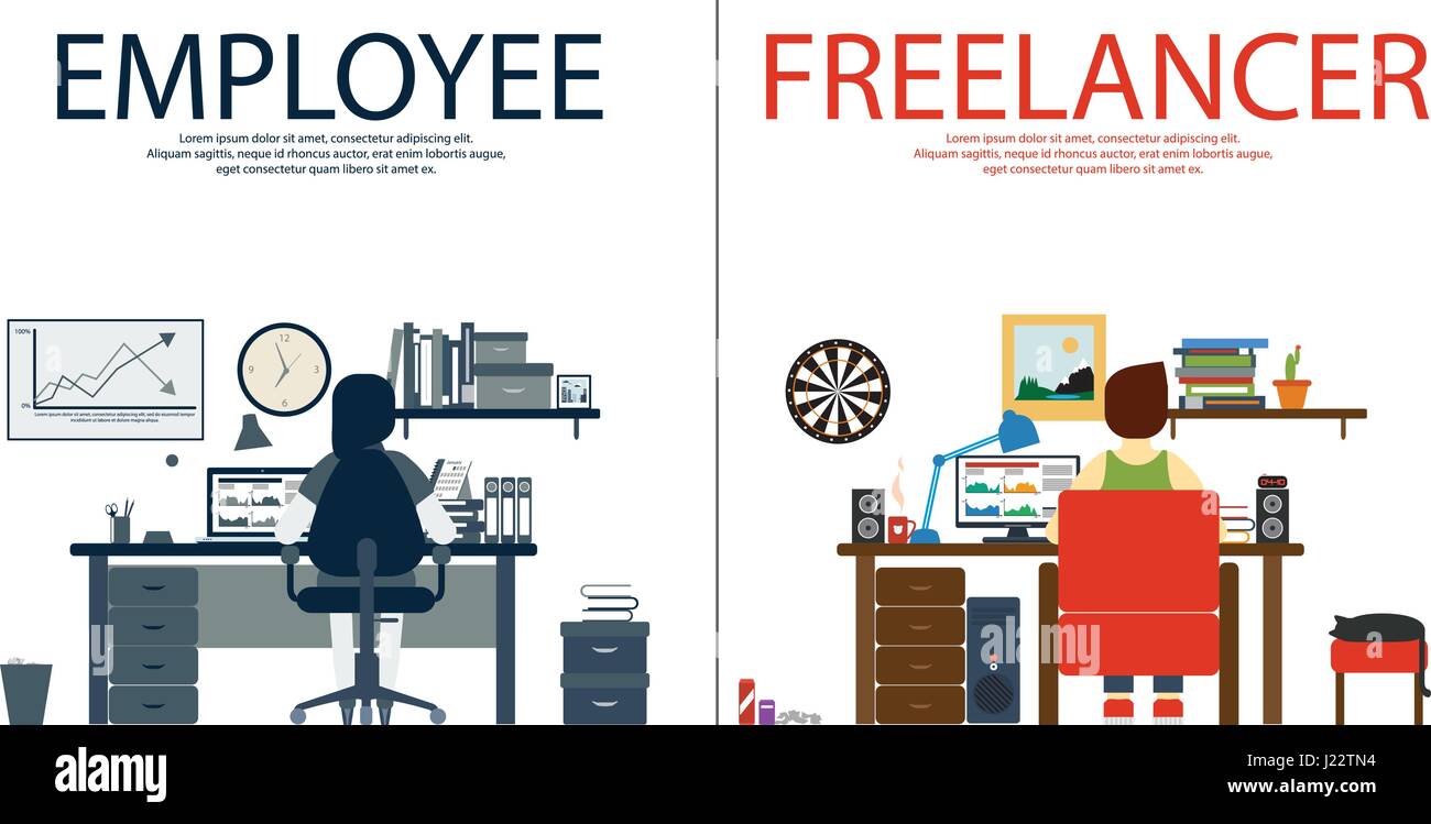 Two Banner For Web Design In House And At Home Jobs Theme Flat
