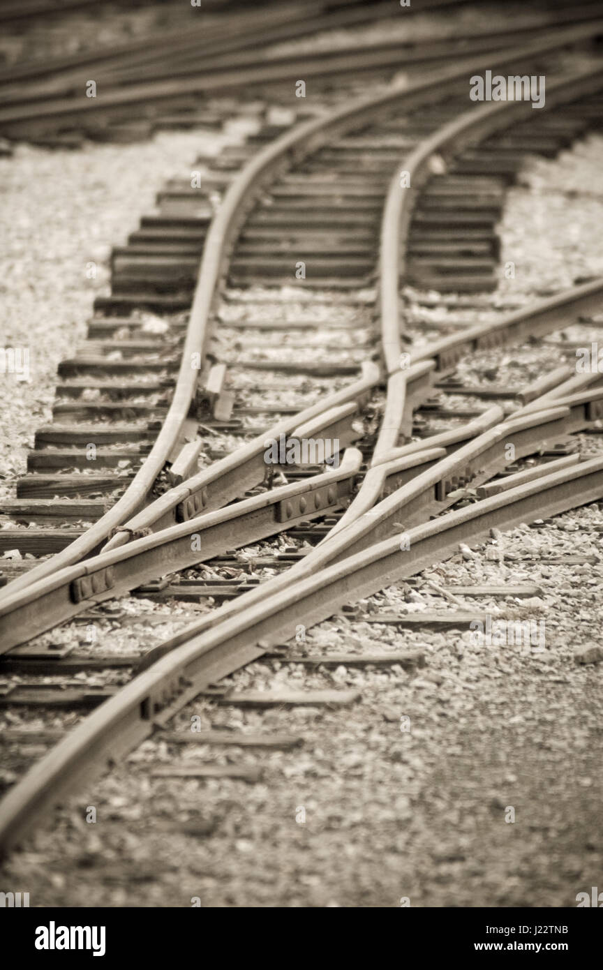 aged narrow gauge railroad tracks and points Stock Photo Alamy