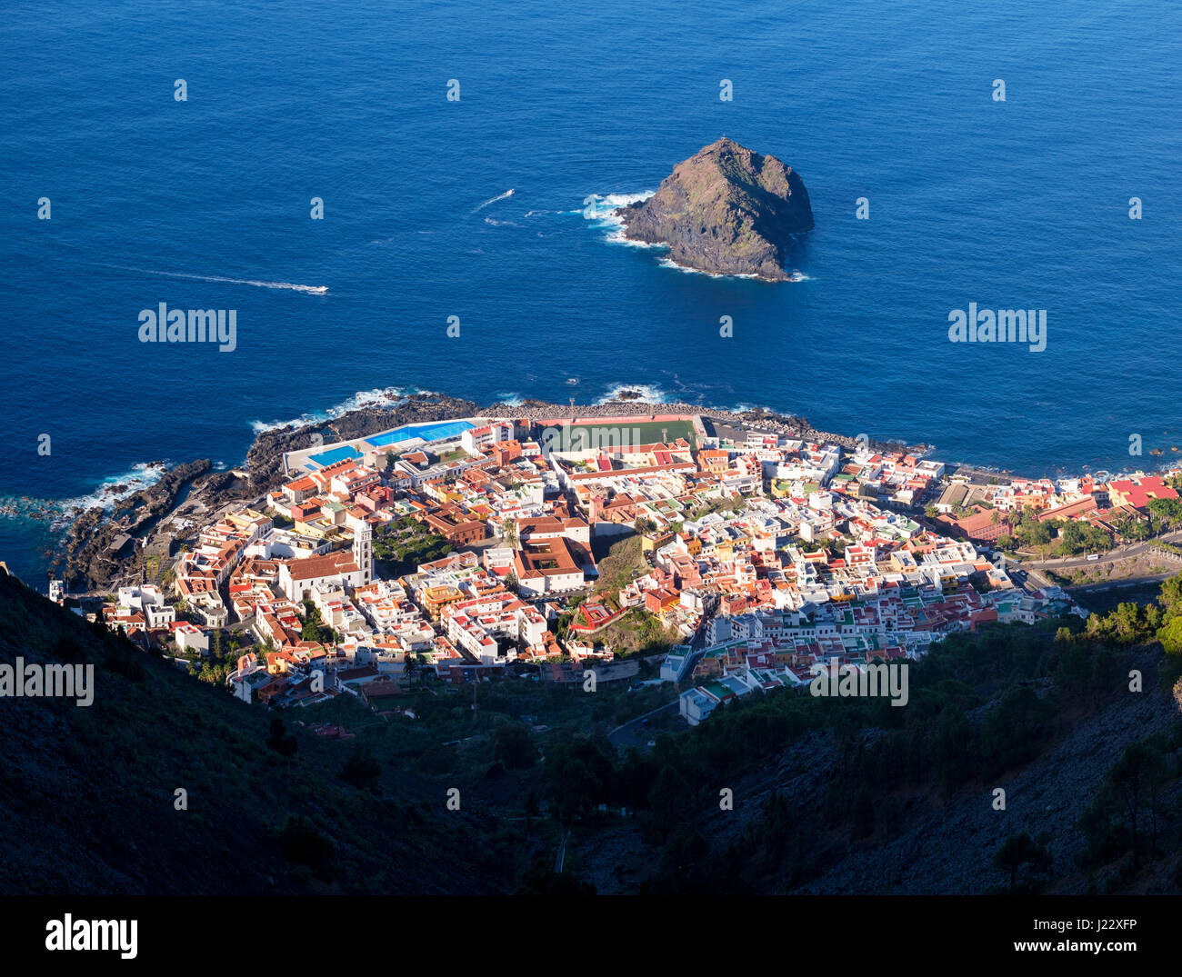 Garachico und Roque de Garachico, Teneriffa, Kanarische Inseln, Spanien Stock Photo