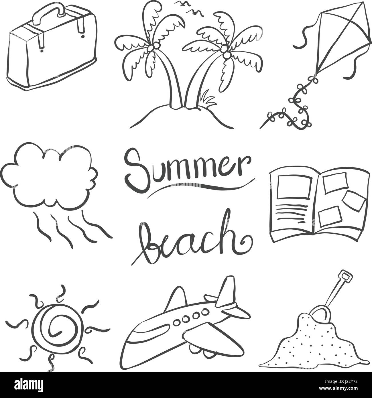 Beach Doodle Art Kids Stock Photos Beach Doodle Art Kids Stock