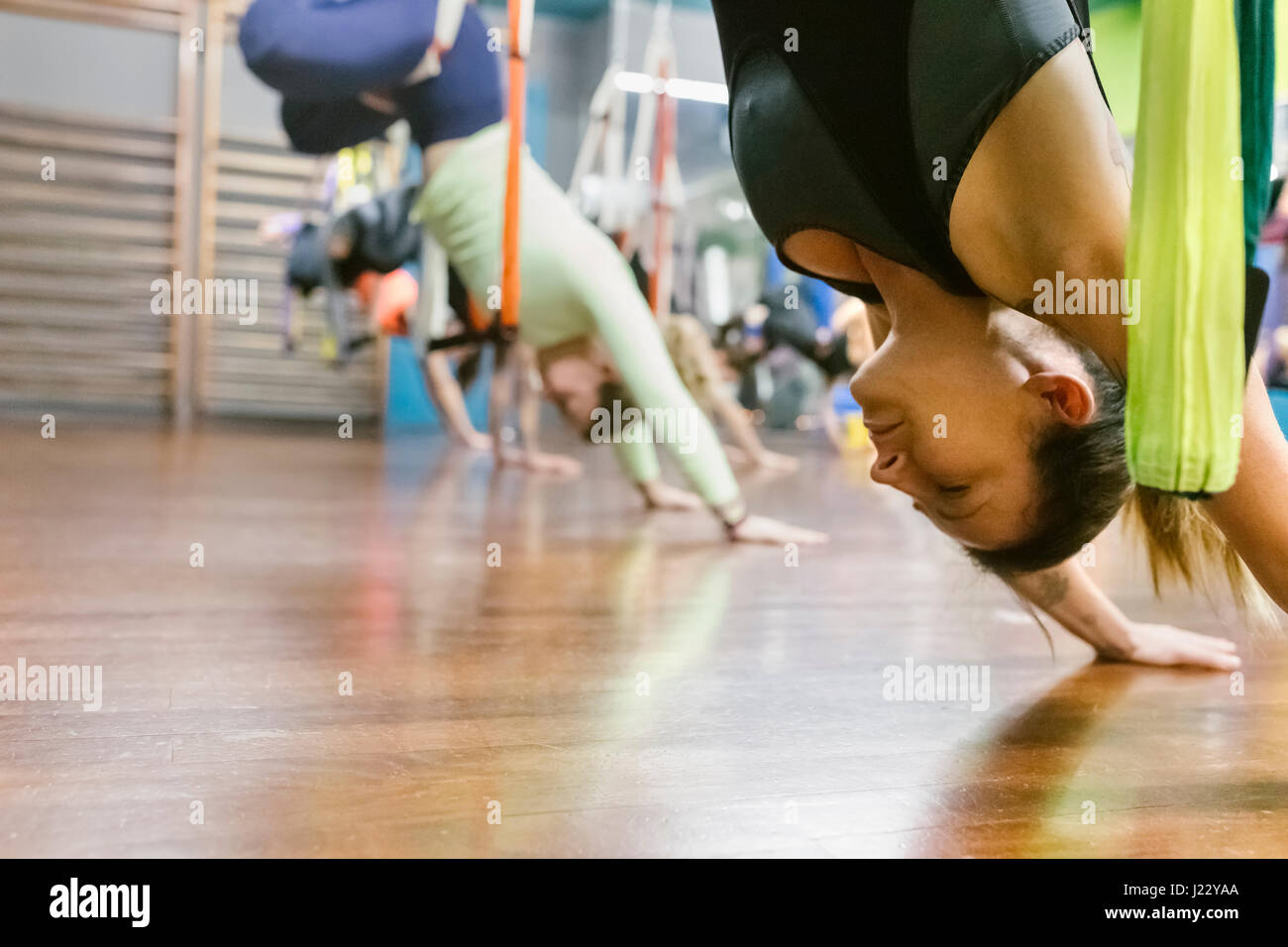 Women group practicing aerial hi-res stock photography and images - Alamy