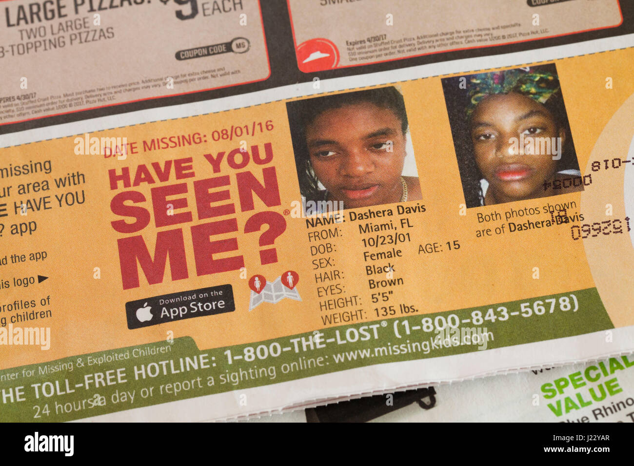 Have You Seen Me Ad Of Missing Girl Missing Children Missing Child Missing Person Missing Persons Usa Stock Photo Alamy