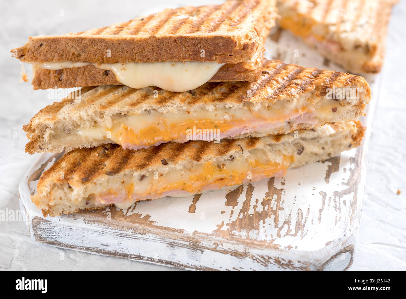 Grilled cheese sandwich with ham Stock Photo