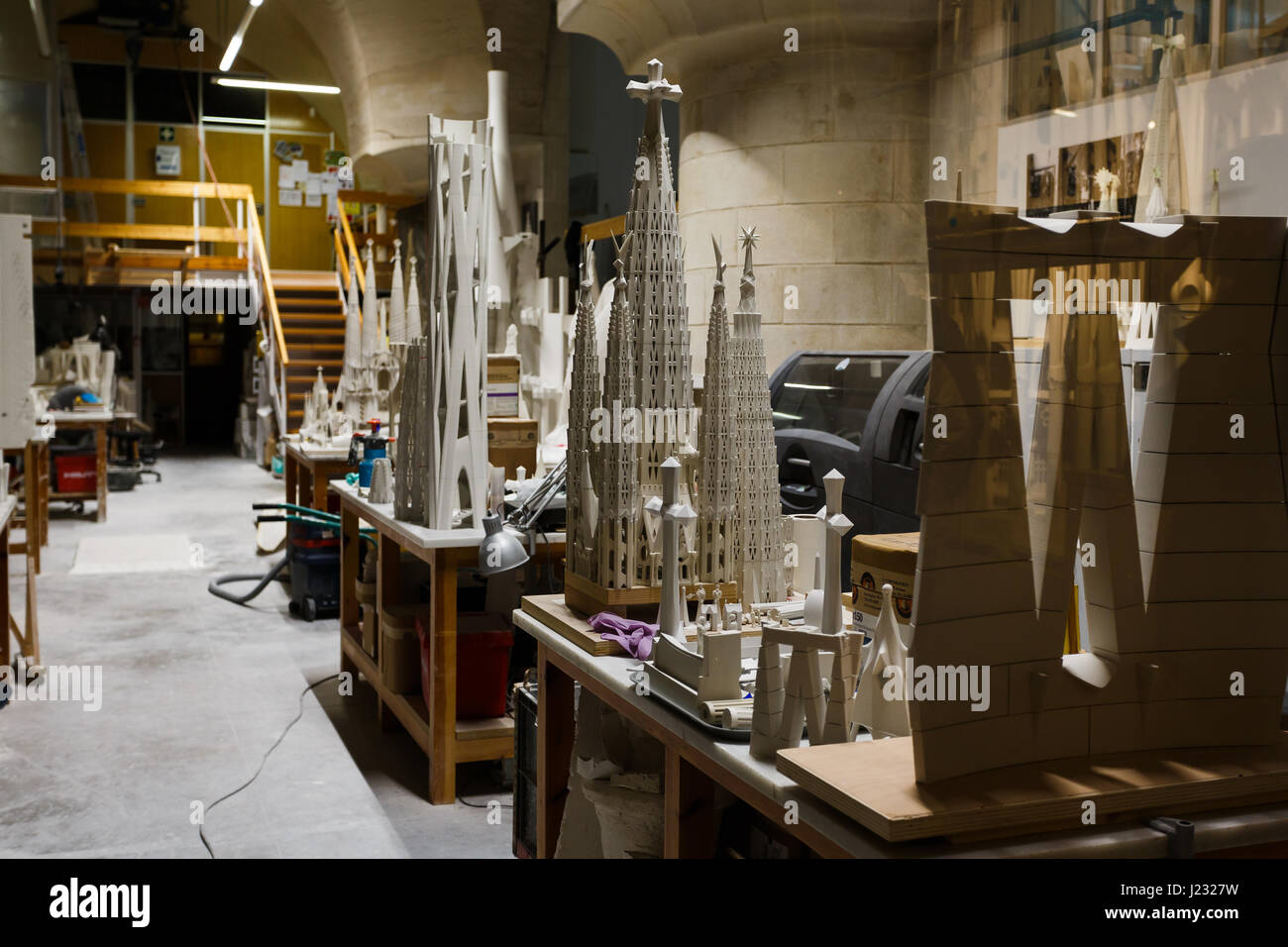 Barcelona, Spain - January 04 2017: Models in the workshop room in the museum at the church La Sagrada Familia Stock Photo