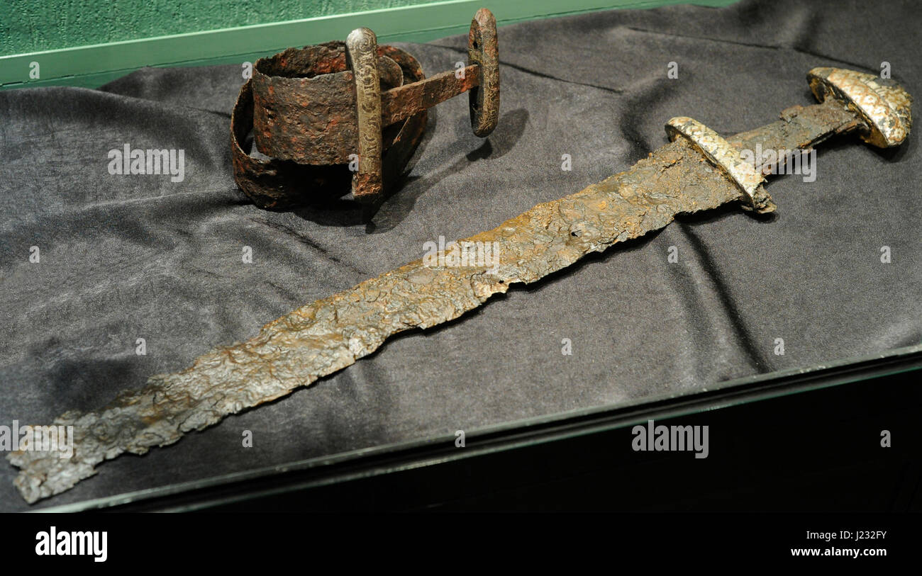 Scandinavia. Middle ages. Jewelery. Swords. From Vold, Grue k., Hedmark, 10th century and Kaupang, Larvik k., Vestfold, 9th century. Historical Museum. Oslo. Norway. Stock Photo