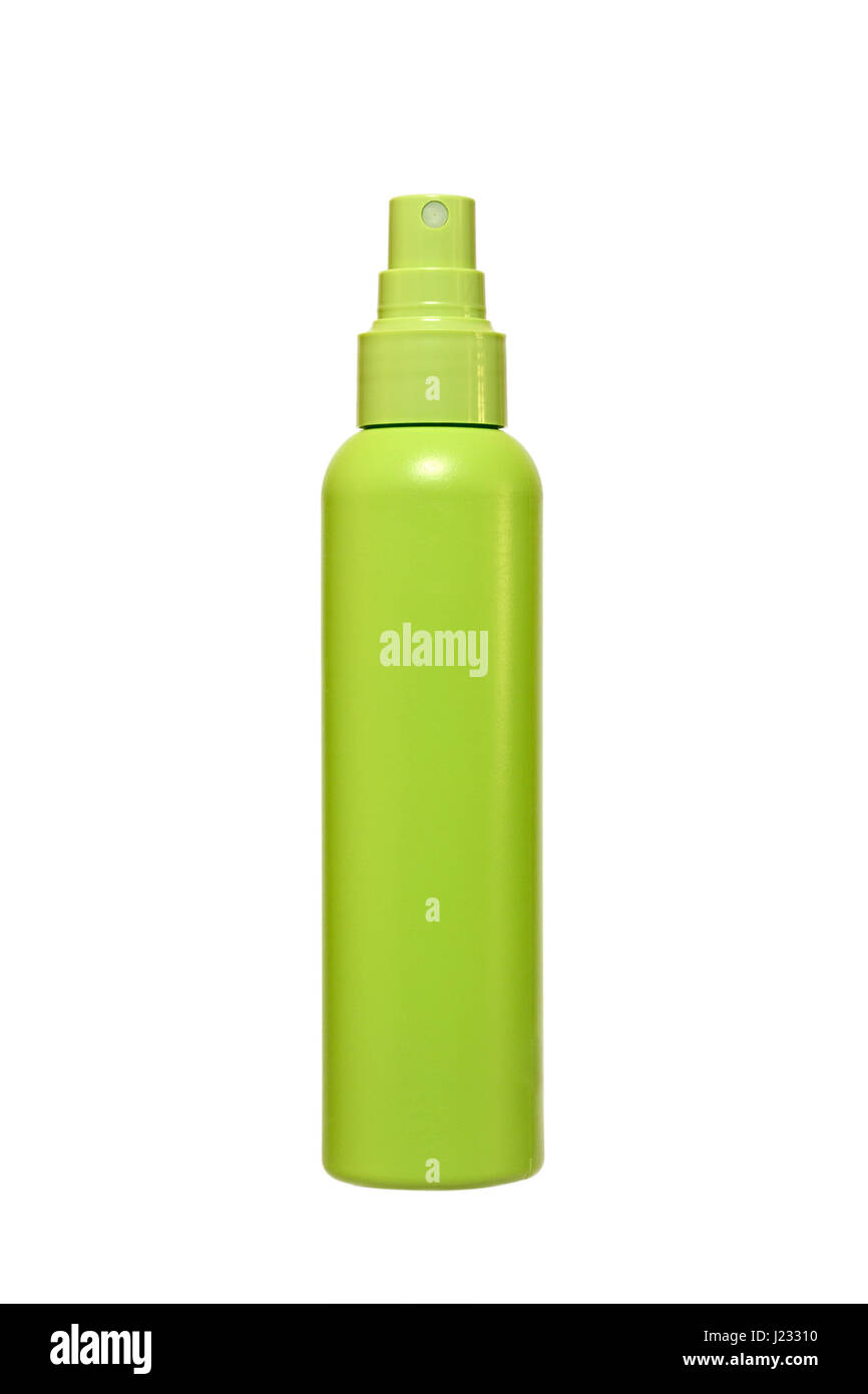 Plastic green bottle of spray on a white background Stock Photo - Alamy