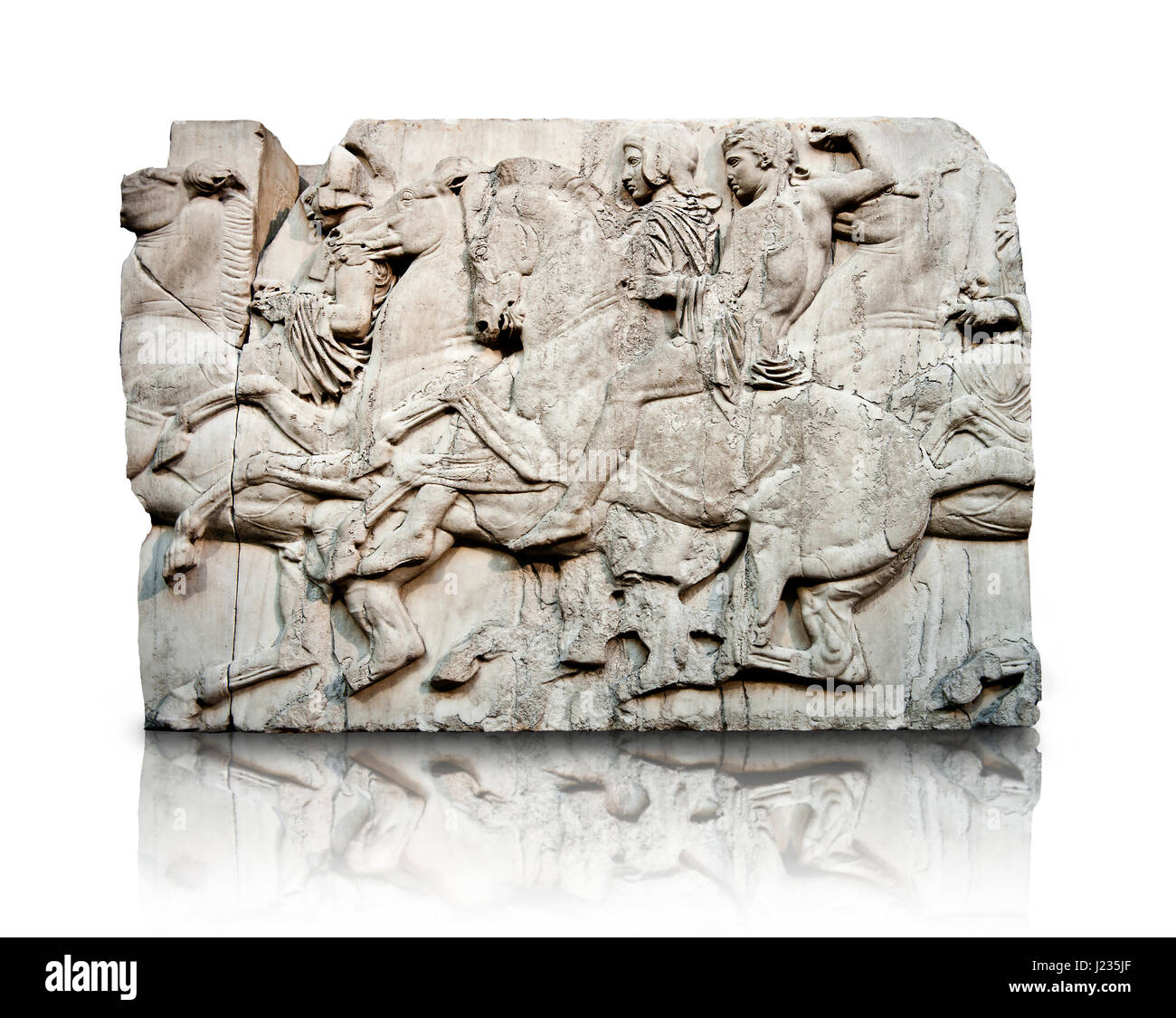 Marble Releif Sculptures from the north frieze around the Parthenon Block XLIII 118-120. From the Parthenon of the Acropolis Athens. A British Museum  Stock Photo