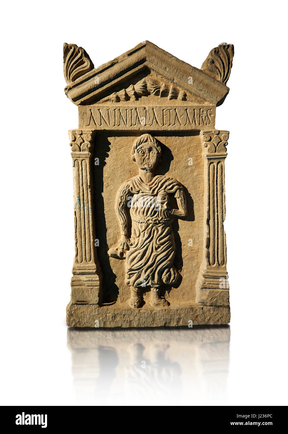 Second century Roman funerary stele dedicated to Anninia Laeta from the cemetery of Thuburbo Majus. Bardo Museum, Tunis, Tunisia Stock Photo