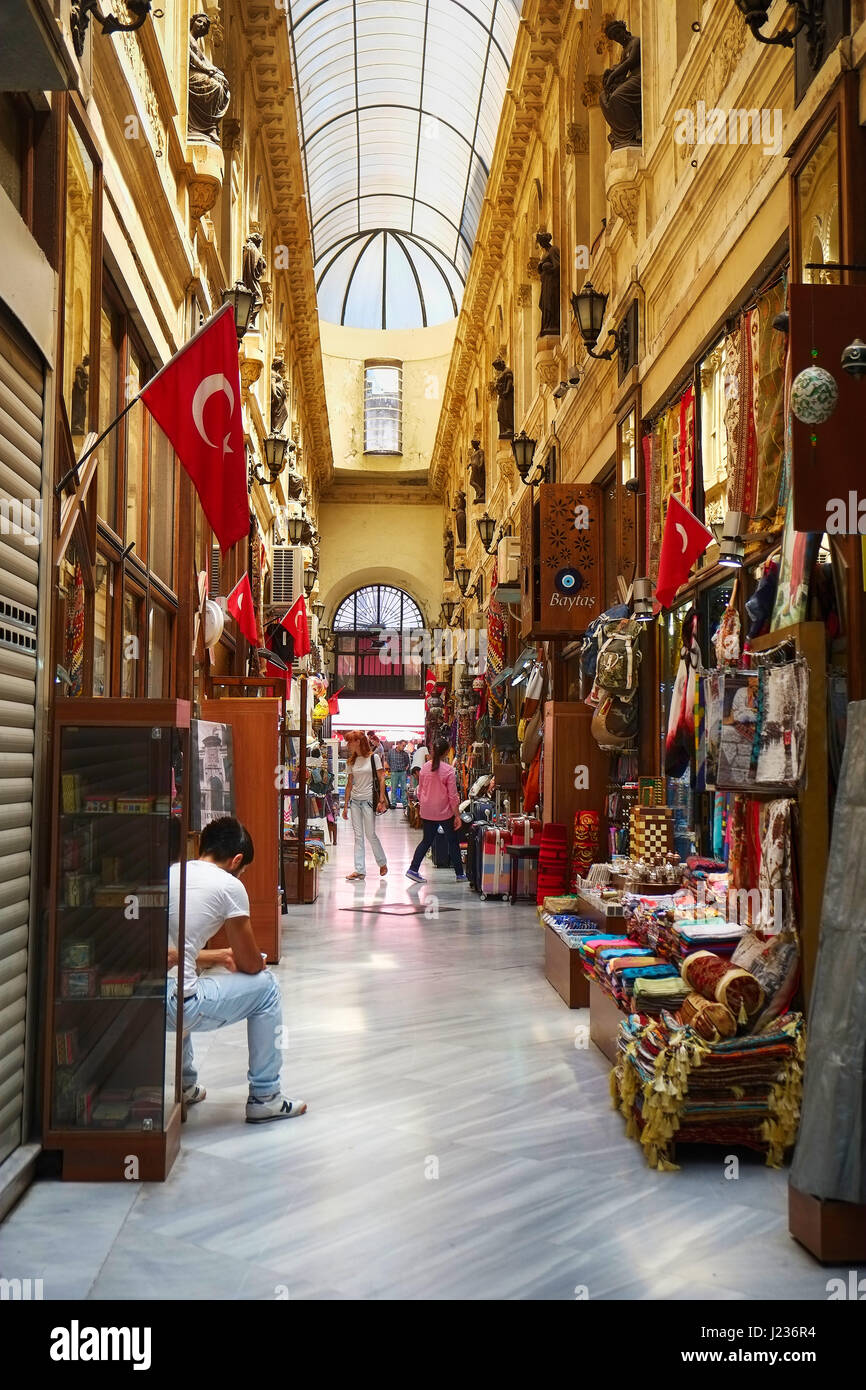 ISTANBUL, TURKEY - JULY 13, 2014: The flower passage  is one of famous landmark on Istiklal Avenue, located in the historic Beyoglu district of Istanb Stock Photo