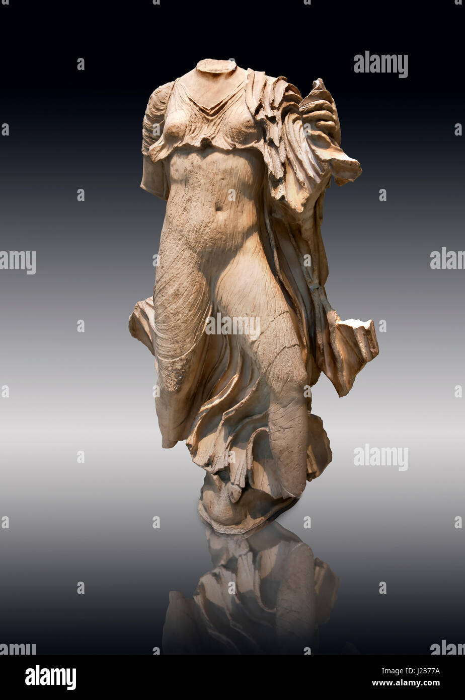 Statue of a Nereid ( Mythical Greek Sea Nymphs) from the sculptured  4th cent. B.C Lycian Nereid  Monument tomb of Arbina, a Xanthian client ruler of  Stock Photo