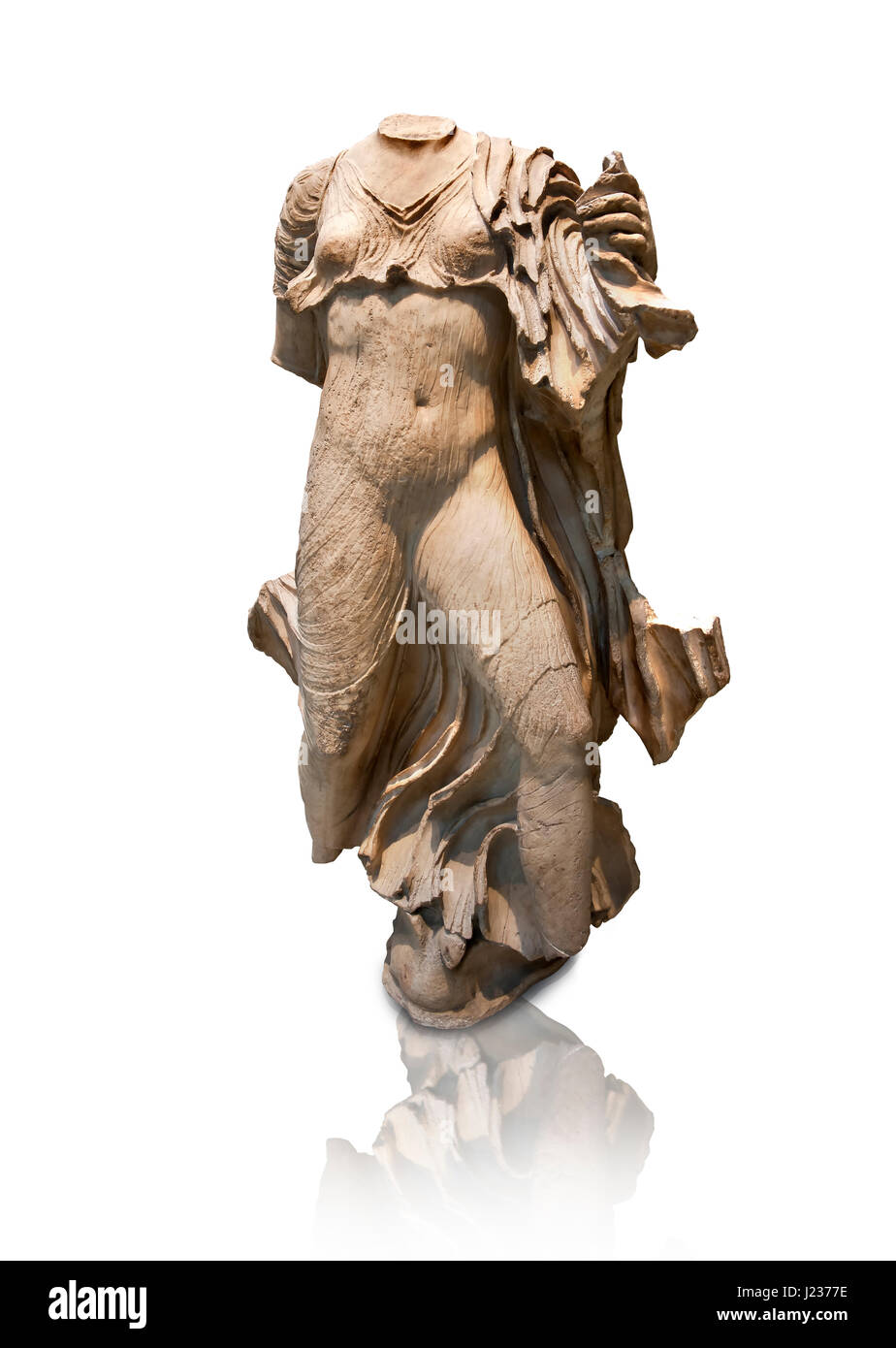 Statue of a Nereid ( Mythical Greek Sea Nymphs) from the sculptured  4th cent. B.C Lycian Nereid  Monument tomb of Arbina, a Xanthian client ruler of  Stock Photo