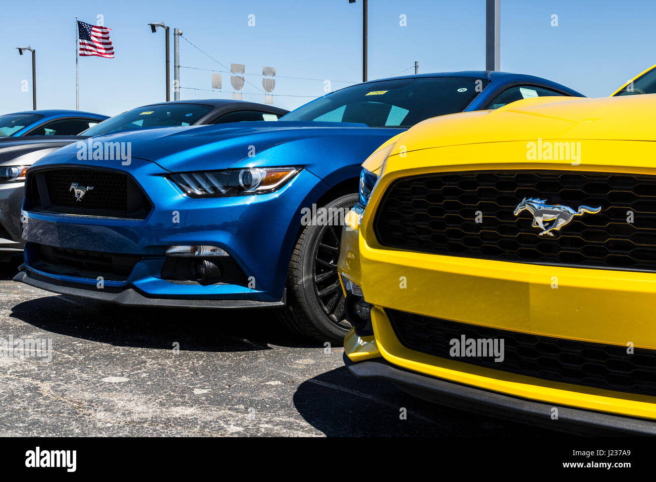Indianapolis Circa April 2017 A Local Ford Car and Truck Dealership. Ford sells products